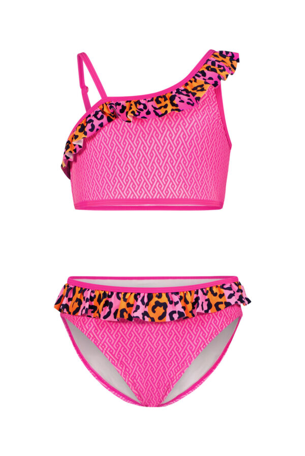 Just Beach Meisjes bikini AOP ruffel - Blocked leo